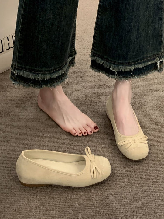 Damen Ballerinas mit dekorativem Schleifendetail und hochwertiger Fleeceaussensohle EB