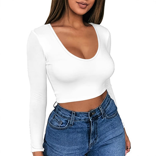 Damen Langarm Crop Top EB