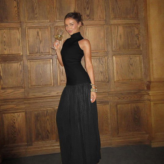 Damen Maxikleid mit ärmellosem Oberteil und romantischem Rüschensaum EB