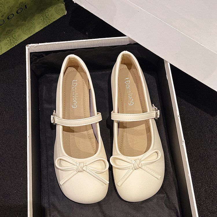 Damen Ballerinas mit zierlichem Schleifenakzent und verstellbarem Riemen EB