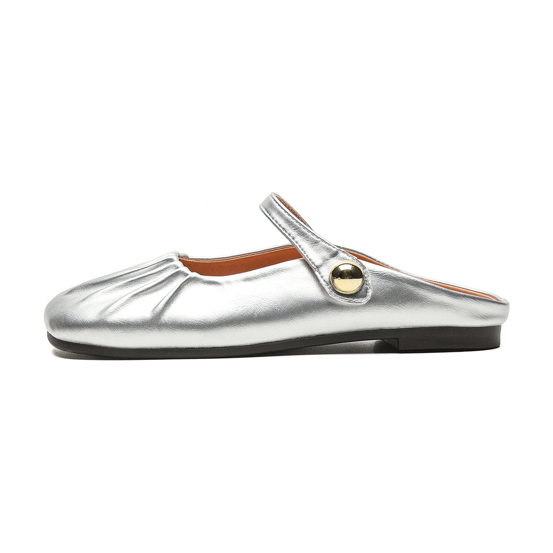 Damen Mokassins mit verstellbarem Riemen und elegantem Faltendesign EB