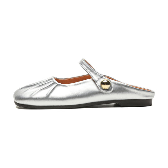 Damen Mokassins mit verstellbarem Riemen und elegantem Faltendesign EB