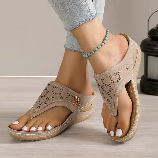 Damen nan ergonomische orthopädische Zehensteg-Sandalen mit gepolstertem Fußbett EB