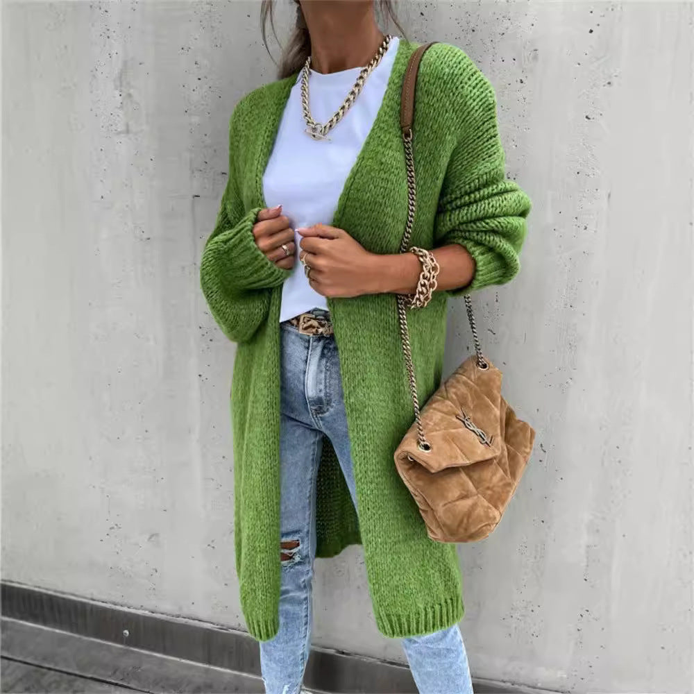 Damen Strickmantel mit lässigem, offenem Design und weichem Material EB