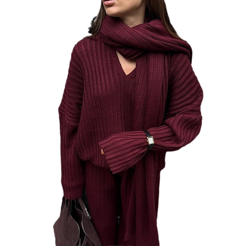 Damen Strickstoff Zweiteiler mit weitem Bein und oversized Oberteil EB