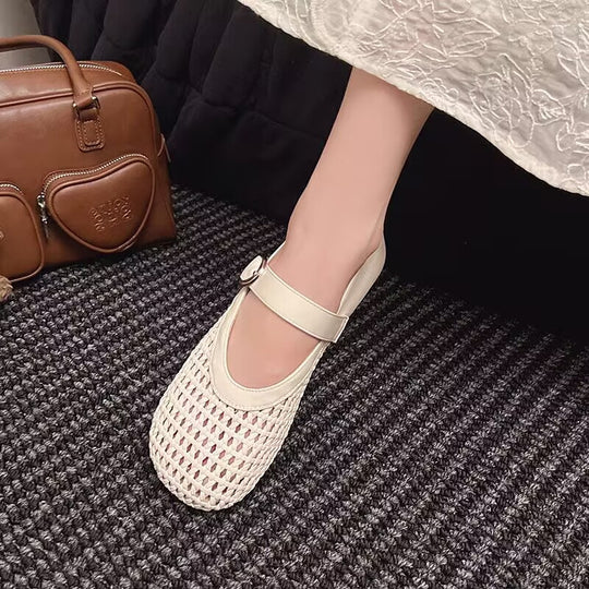 Damen Glamouröse Ballerinas mit dekorativen Riemen und geschmeidigem Obermaterial EB