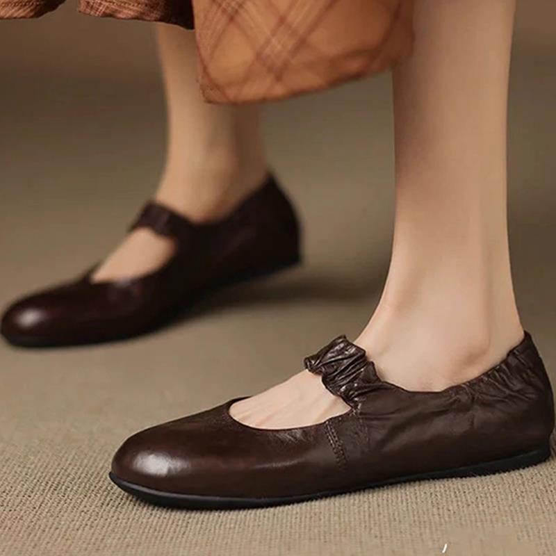 Damen Ballerinas aus softem Leder mit elastischem Riemen EB