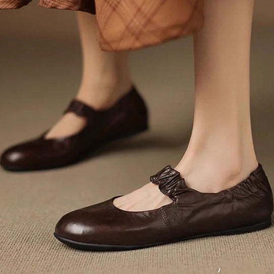 Damen Ballerinas aus softem Leder mit elastischem Riemen EB