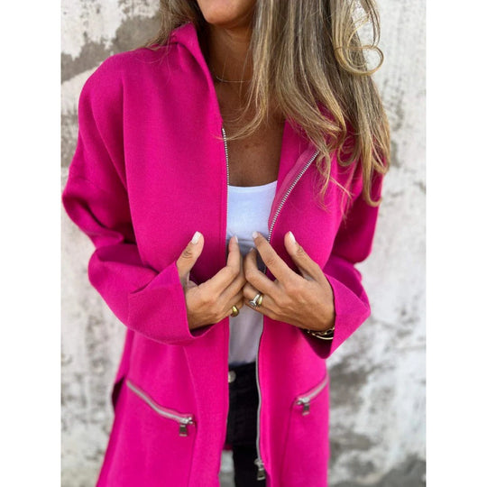 Damen eleganter Jacke mit Reißverschluss und Taschen EB