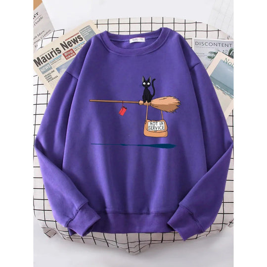 Damen Sweatshirt mit kreativem Katzenmotiv EB