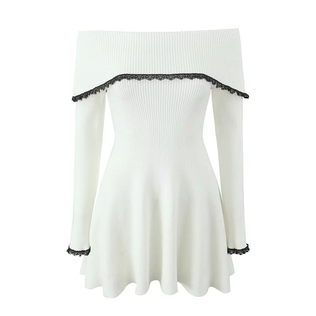 Damen Kleid mit abnehmbarem Spitzenkragen EB