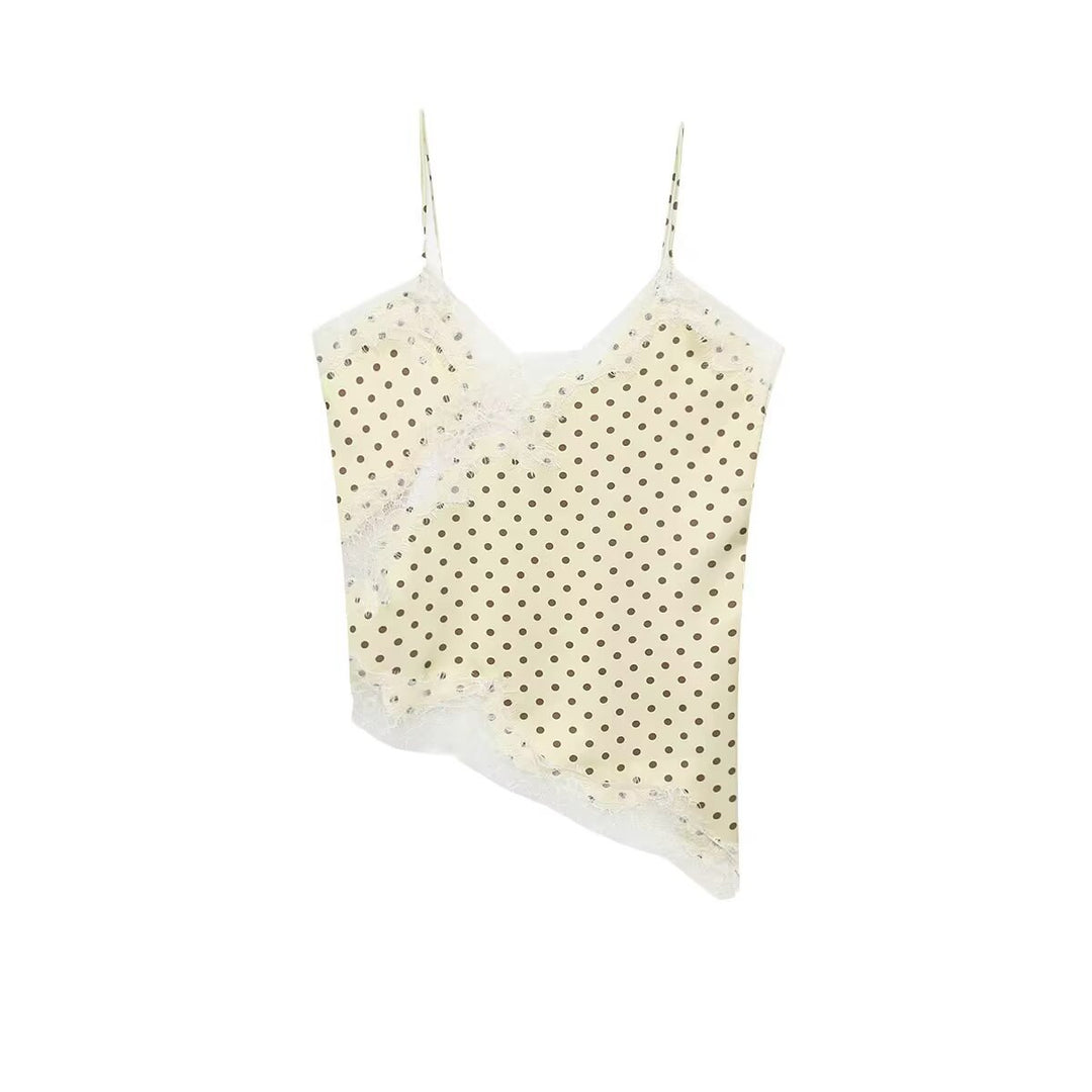 Damen-Spitzen-Camisole mit asymmetrischem Schnitt und eleganten Punkten EB