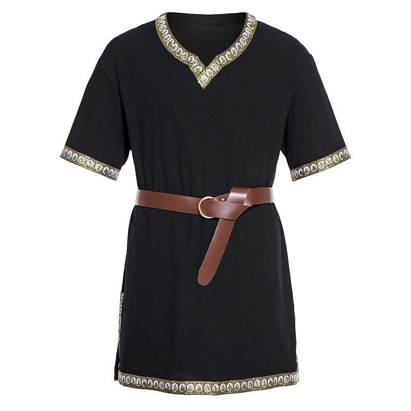 Damen Mittelalterliches Kleid mit dekorativem Kragen und Gürtel EB