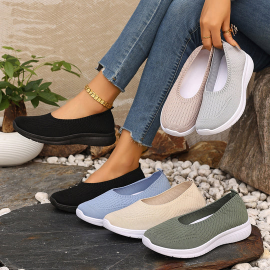 Damen Bequeme Freizeitschuhe mit elastischer Strickoberfläche EB