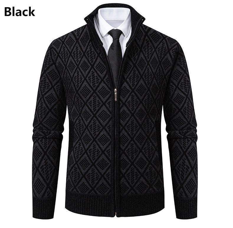 Herren modische Strickjacke mit grafischem Zipper-Design EB