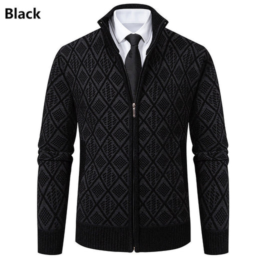 Herren modische Strickjacke mit grafischem Zipper-Design EB