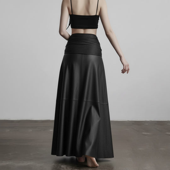 Damen eleganter Satin-Abendrock mit raffinierten Rüschen und Spitzenakzenten EB