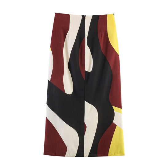 Damen Wickelrock mit modernem Grafikdesign und elegantem Tailleneinsatz EB