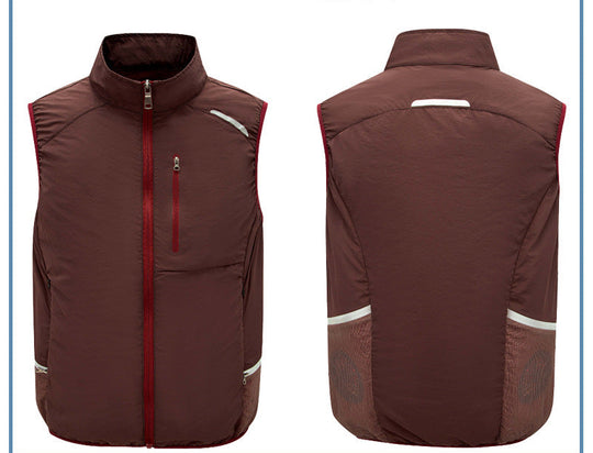 Herren nan leichte winddichte Outdoor-Weste mit hoher Kragen, Brusttasche und seitlichen Reißverschlusstaschen R&B