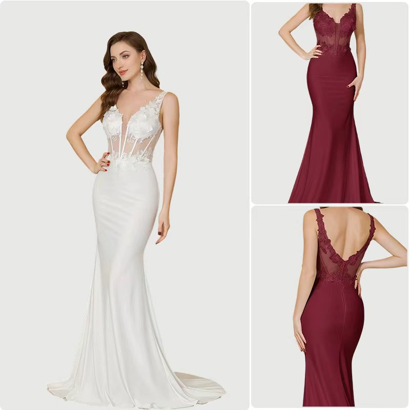 Damen Elegantes Abendkleid mit raffinierten Spitzendetails und figurbetonter Silhouette EB