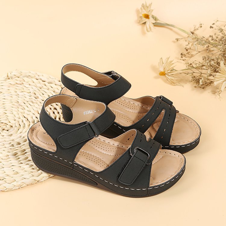 Damen Komfortable Keilsandalen mit verstellbaren Riemen und anatomischem Fußbett EB