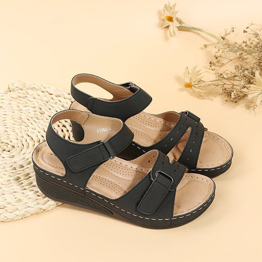 Damen Komfortable Keilsandalen mit verstellbaren Riemen und anatomischem Fußbett EB