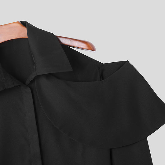 Damen Modische Bluse mit asymmetrischem Kragen und hochwertiger Verarbeitung EB