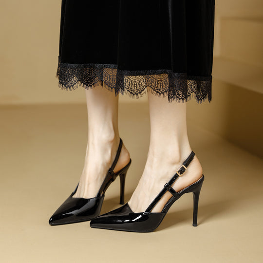 Damen Slingback-Pumps mit spitzem Design und elegantem Hochglanz EB