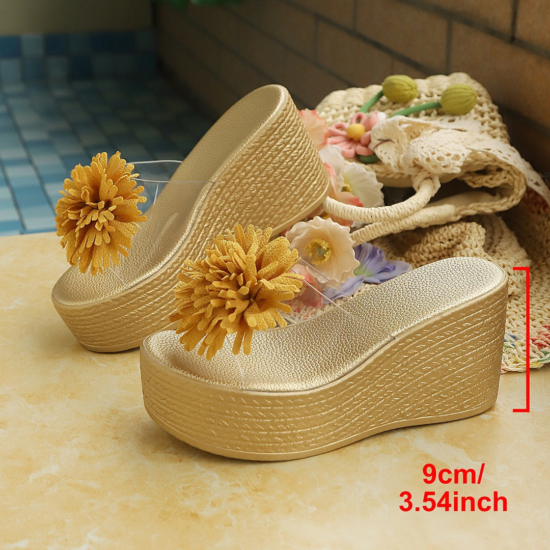 Damen Plattform-Pantoletten mit dekorativem Schleifen-Design und rutschfester Sohle EB