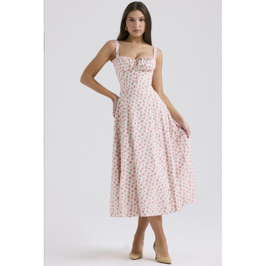 Damen Maxikleid mit floralem Design und elegantem Schlitz EB