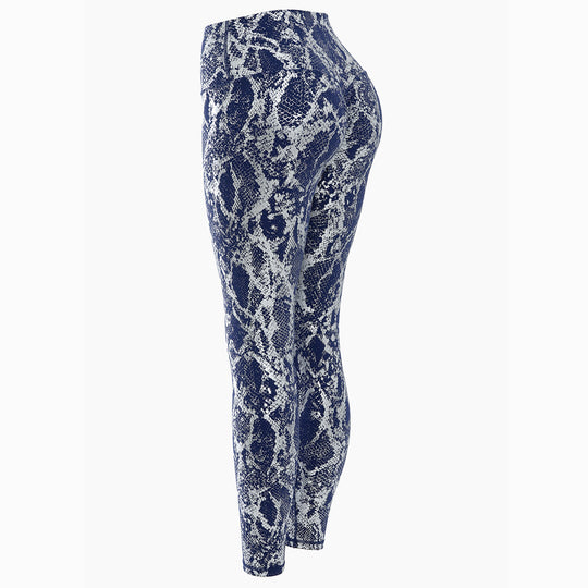 Damen nan hoch taillierte Sportleggings mit formender Kompression und strukturierter Schlangenprägung EB