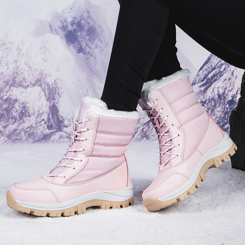 Damen Winterfestige gefütterte Stiefel mit rutschfester Sohle und hohem Schaft EB
