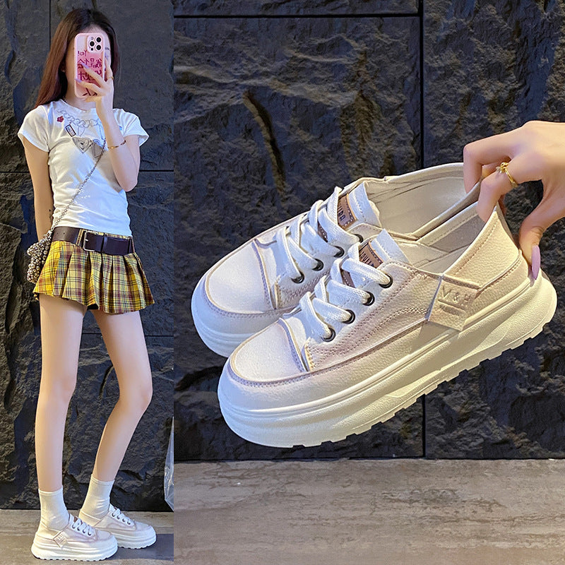 Damen Sportliche Retro Sneaker mit plattierter Sohle und atmungsaktivem Obermaterial EB
