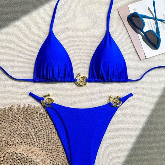 Damen Triangel-Bikini mit raffiniertem Gold-Detail EB