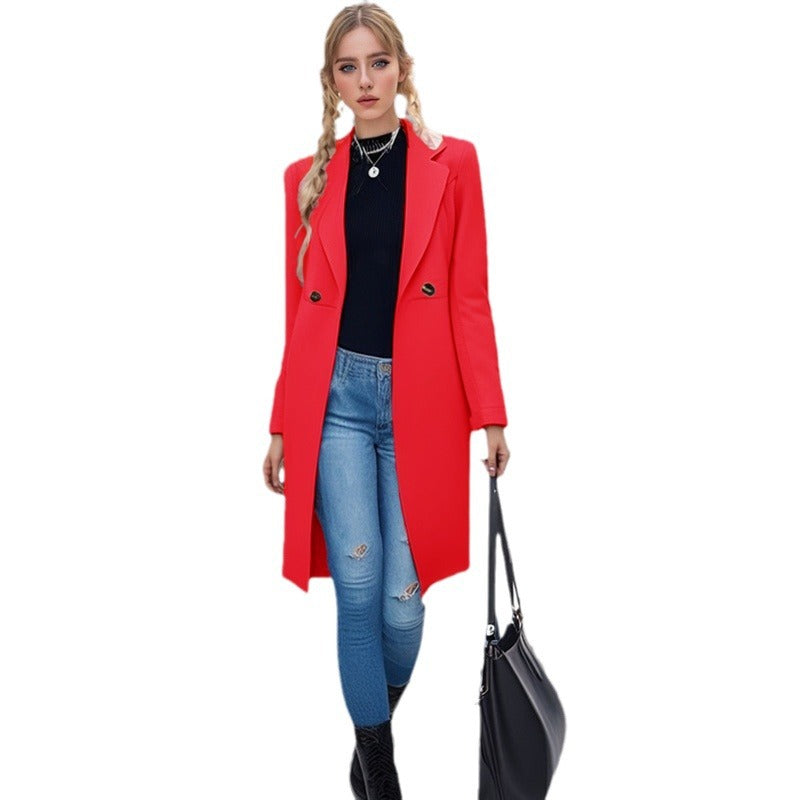 Damen eleganter Blazer-Mantel mit doppelter Knopfleiste EB