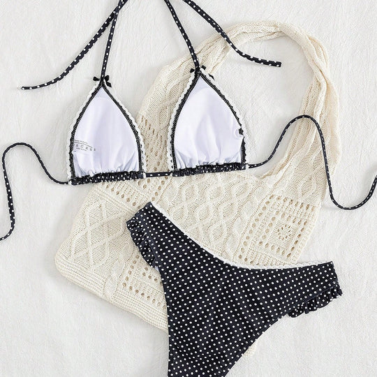 Damen Triangel-Bikini-Set mit verspielten Punkten EB