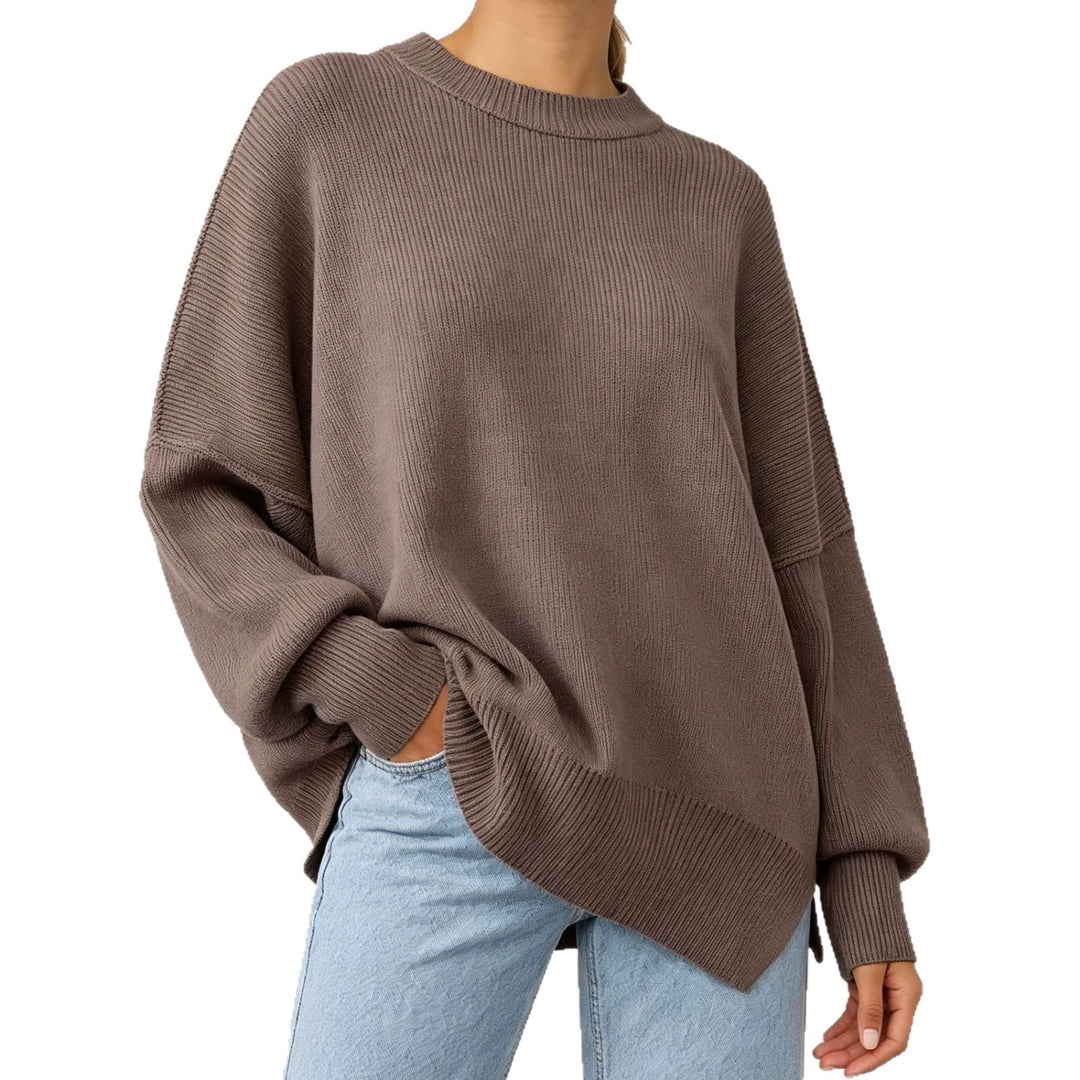 Damen Kastiger Feinstrickpullover mit asymmetrischem Zipfelsaum EB