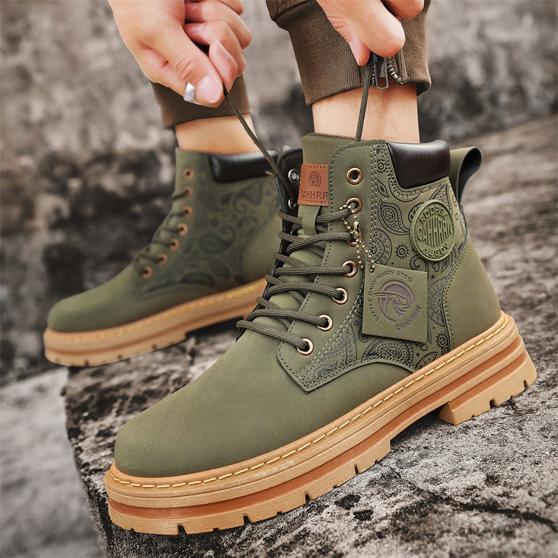 Damen Modische und robuste High-Top Stiefel mit detaillierter Paisleymuster EB