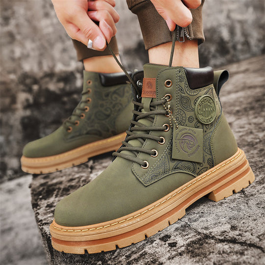 Damen Modische und robuste High-Top Stiefel mit detaillierter Paisleymuster EB