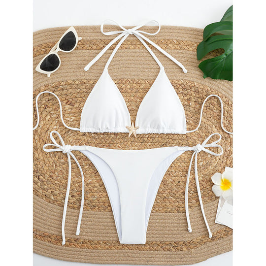 Damen Triangel-Bikini mit modischen Schnürdetails EB