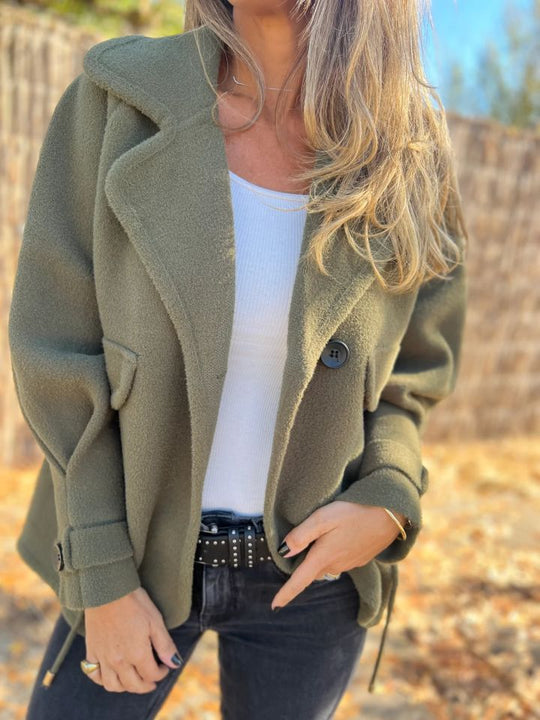 Damen Oversized Nachtjacke aus weichem Wollmix mit praktischen Taschen EB