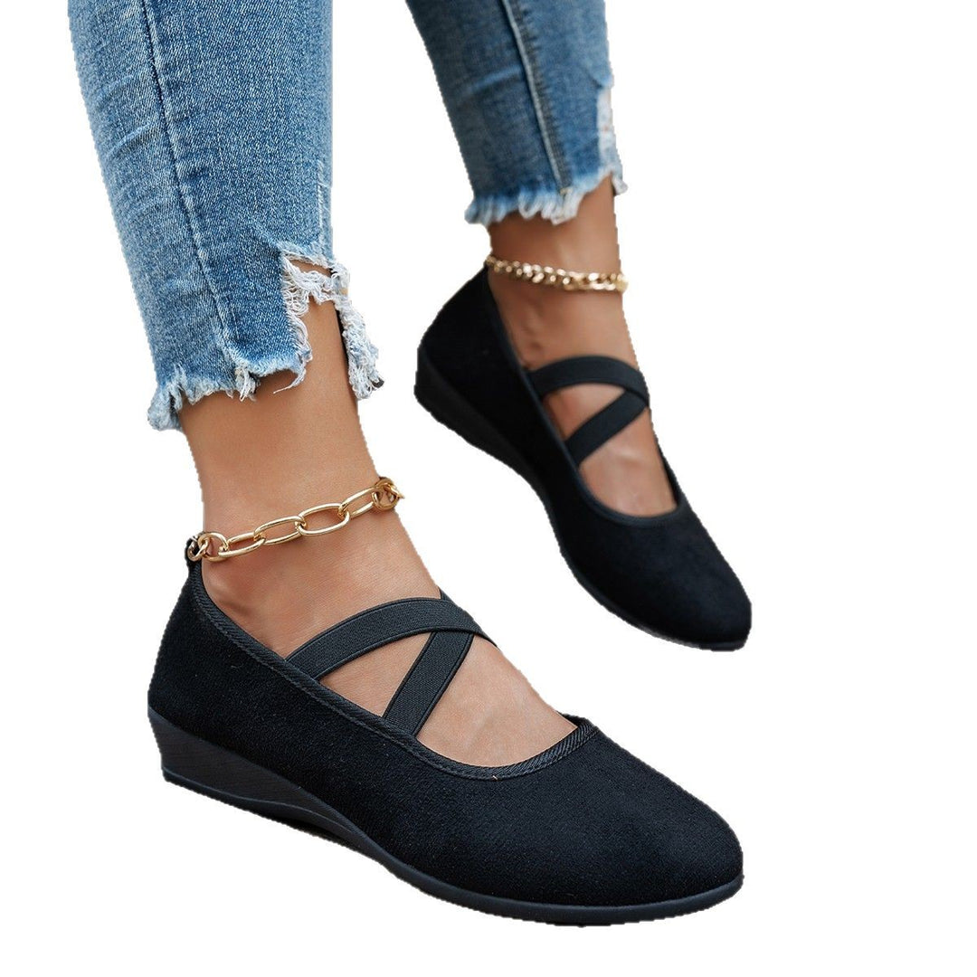 Damen Komfortable und elegante Ballerinas mit verstellbaren Kreuzriemen EB