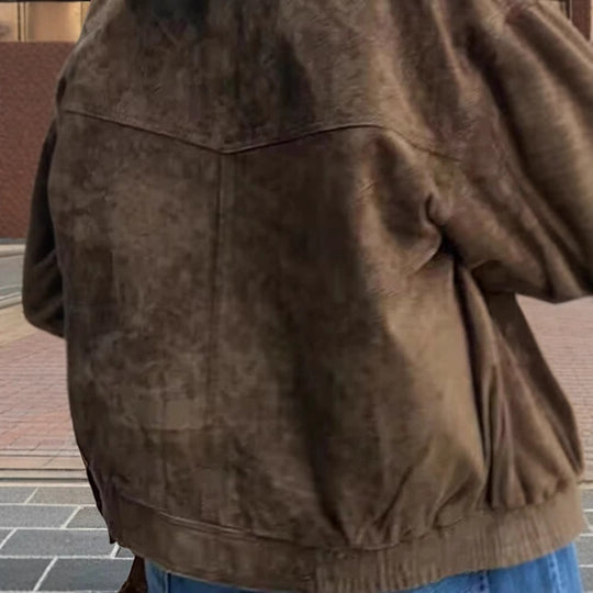 Damen Modische Wildlederjacke im lässigen Stil EB