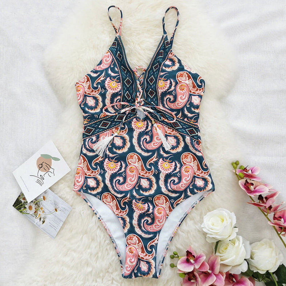 Damen eleganter Einteiler mit verspieltem Muster EB