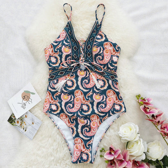 Damen eleganter Einteiler mit verspieltem Muster EB