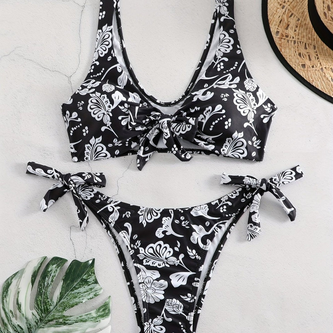 Damen Triangel-Bikini mit verspieltem Knoten-Detail EB