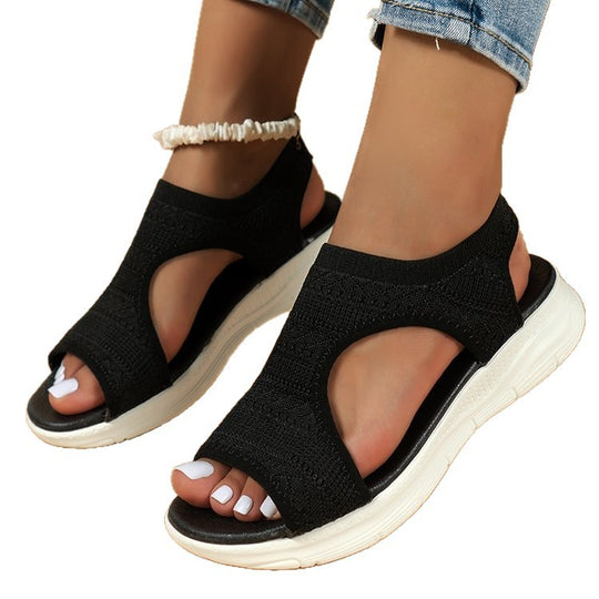 Damen Strick-Sandalen mit elastischem Komfortriemen und dämpfender Leichtsohle EB