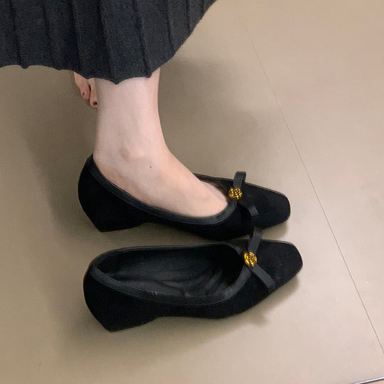 Damen Ballerinas mit elegantem Schleifenakzent und hochwertigem Veloursleder EB