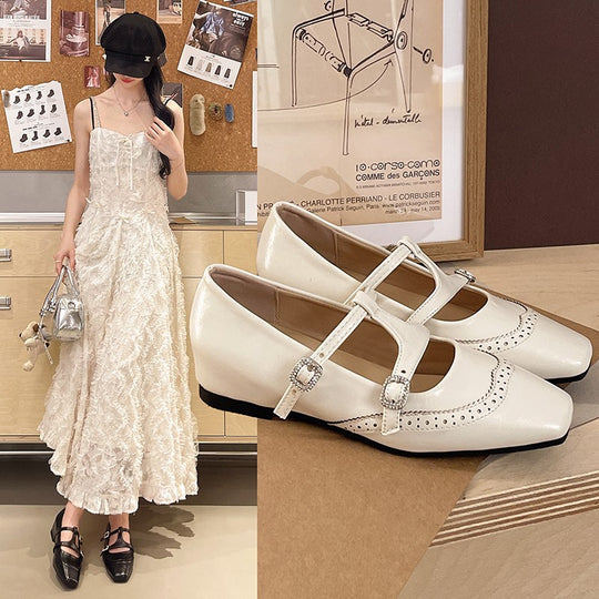Damen Ballerina mit modischen Schnallen und elegantem Durchbruchdesign EB