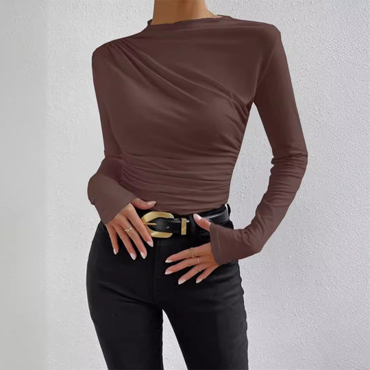Damen Elegantes Longsleeve Shirt mit Raffungen EB